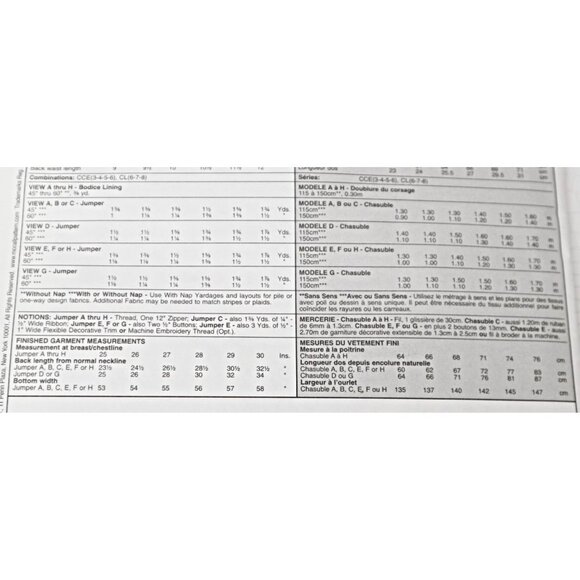 McCalls 3767 Sewing Pattern Easy Girls Jumper Round V Neck Raised Waist Narrow - Picture 2 of 3